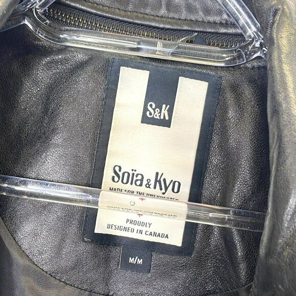 Soia & Kyo Leather Jacket Womens Size Medium Moto Motorcycle Biker Black - Picture 3 of 10